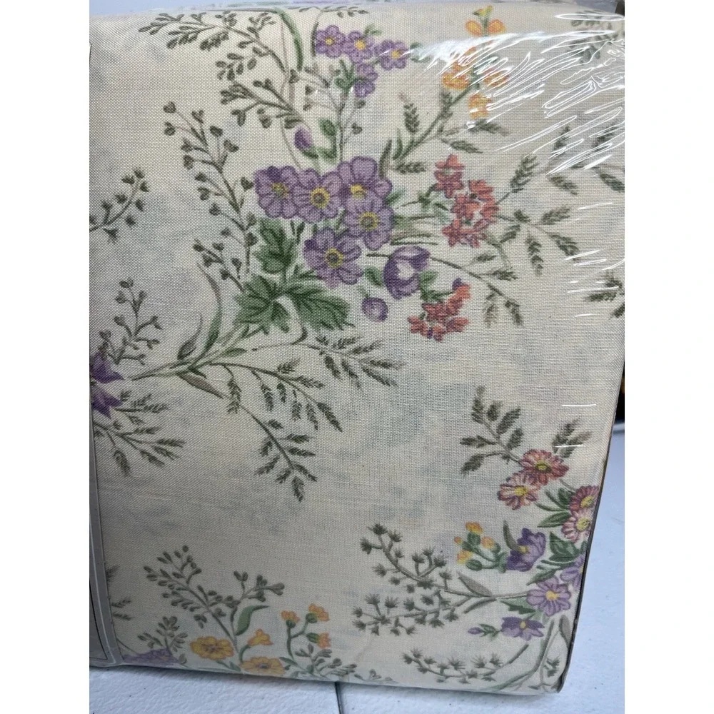 Vtg Cannon Monticello Elisa 4‎ Pc Full Sheet Set Flowers Flat Fitted Pillowcase